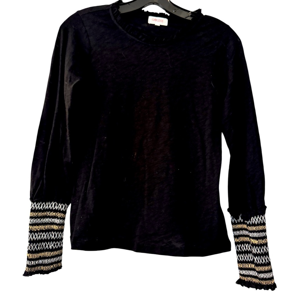 Goldie Black 100% Cotton Long Sleeve T-Shirt. Size XS